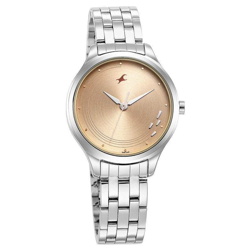 Fastrack Stunners Quartz Analog Rose Gold Dial Stainless Steel Strap Watch for Girls