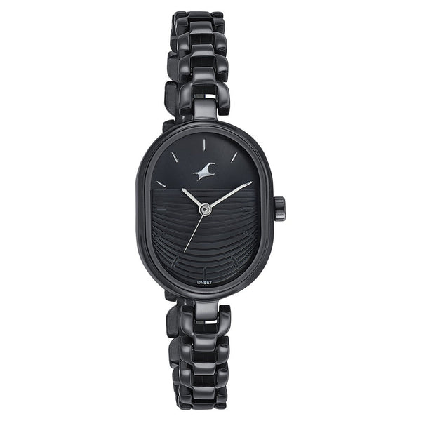 Fastrack Style Up Black Dial Metal Strap Watch for Girls