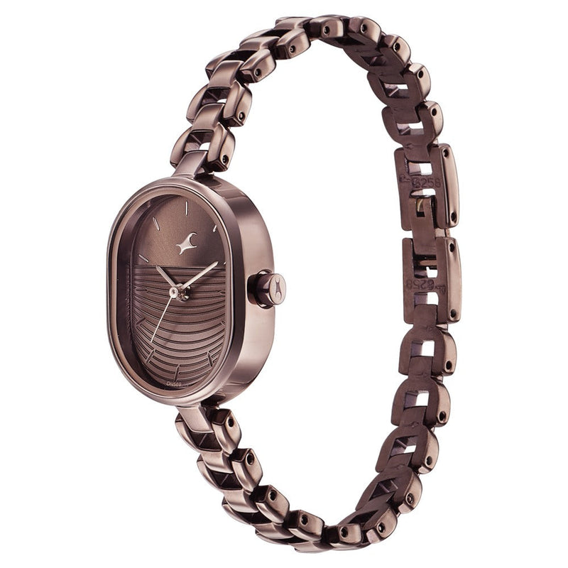 Fastrack Style Up Brown Dial Metal Strap Watch for Girls