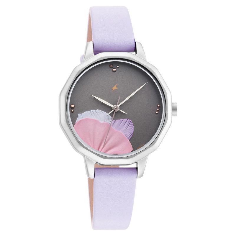 Fastrack Uptown Retreat Quartz Analog Grey Dial Leather Strap Watch for Girls