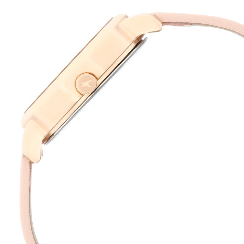 Fastrack Uptown Retreat Quartz Analog Rose Gold Dial Leather Strap Watch for Girls