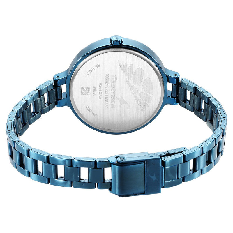 Fastrack Stunners Quartz Analog Blue Dial Metal Strap Watch for Girls