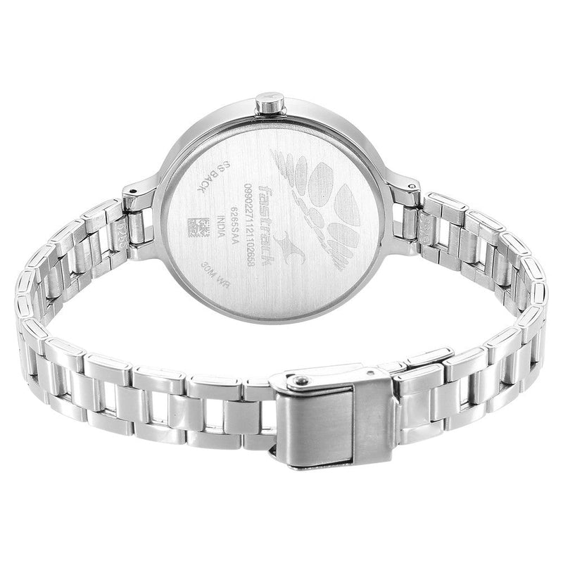 Fastrack Stunners Quartz Analog Silver Dial Metal Strap Watch for Girls