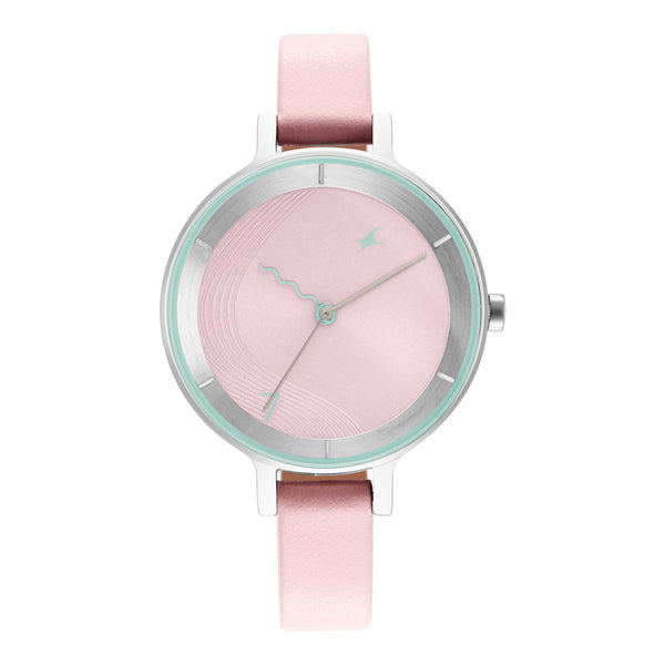 Fastrack Stunners Quartz Analog Pink Dial Leather Strap Watch for Girls