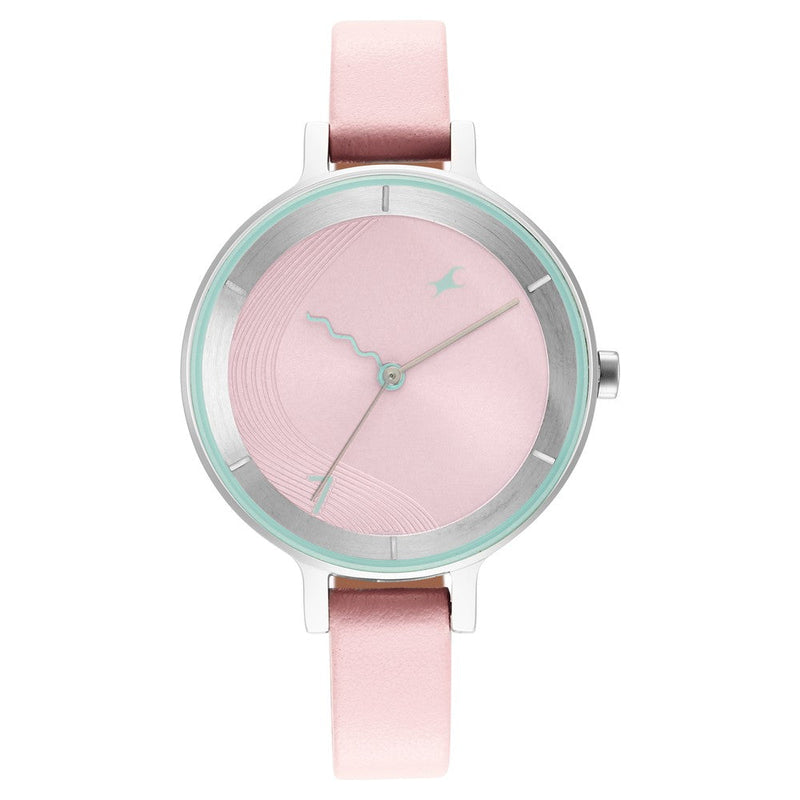 Fastrack Stunners Quartz Analog Pink Dial Leather Strap Watch for Girls