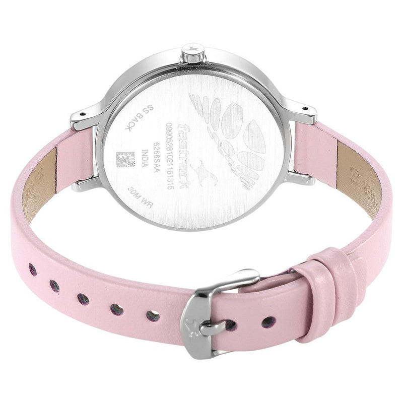 Fastrack Stunners Quartz Analog Pink Dial Leather Strap Watch for Girls