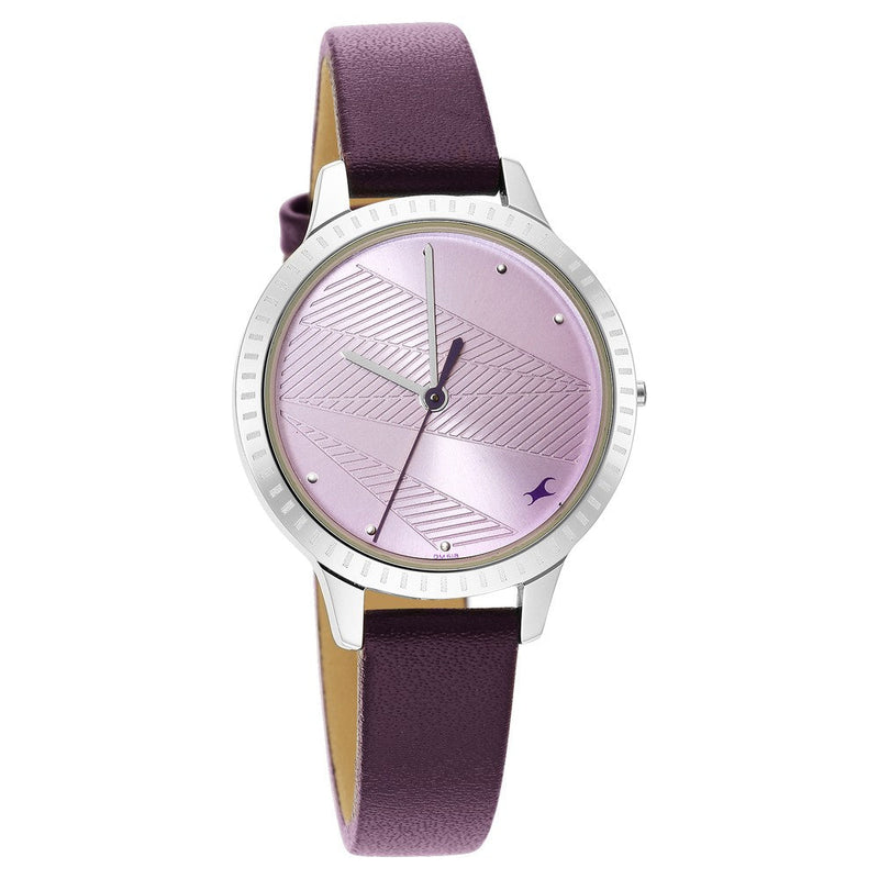 Fastrack Stunners Quartz Analog Purple Dial Leather Strap Watch for Girls