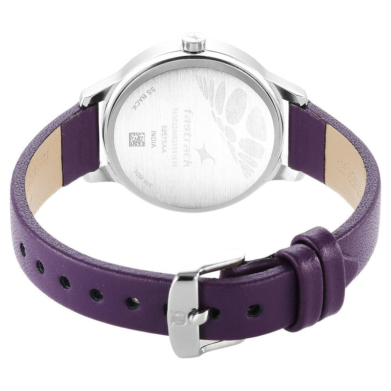 Fastrack Stunners Quartz Analog Purple Dial Leather Strap Watch for Girls