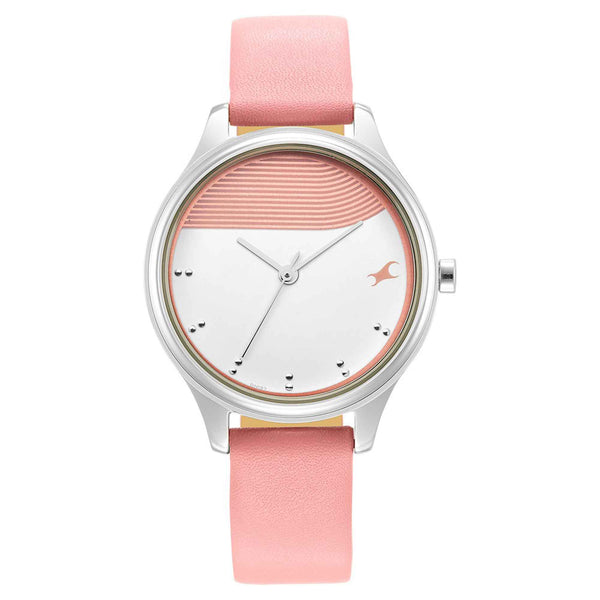 Fastrack Stunners Quartz Analog Pink Dial Leather Strap Watch for Girls