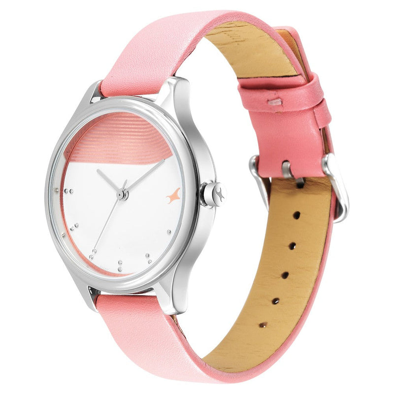 Fastrack Stunners Quartz Analog Pink Dial Leather Strap Watch for Girls