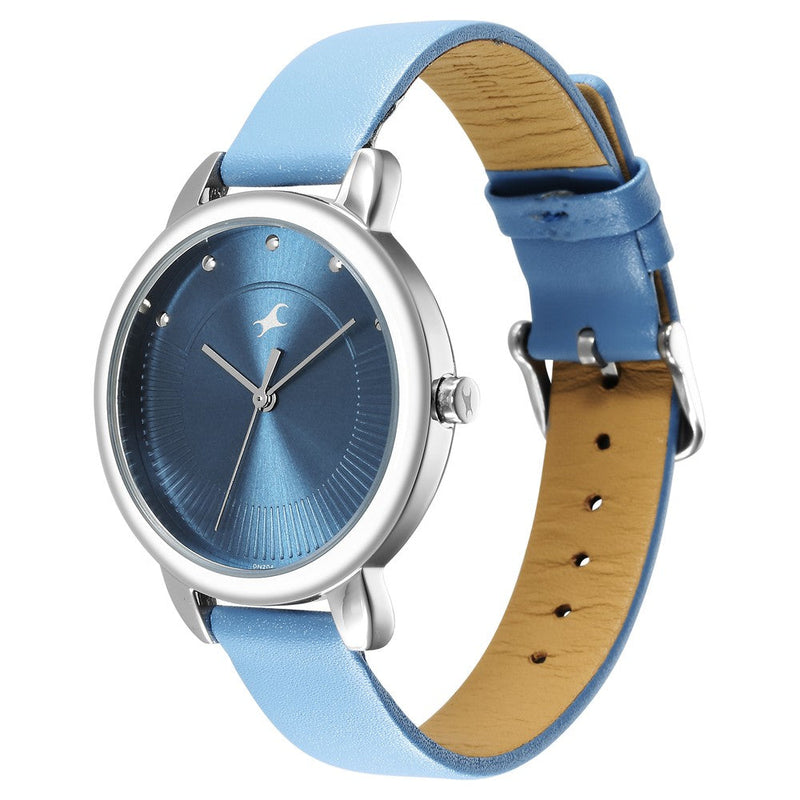 Fastrack Stunners Quartz Analog Blue Dial Leather Strap Watch for Girls