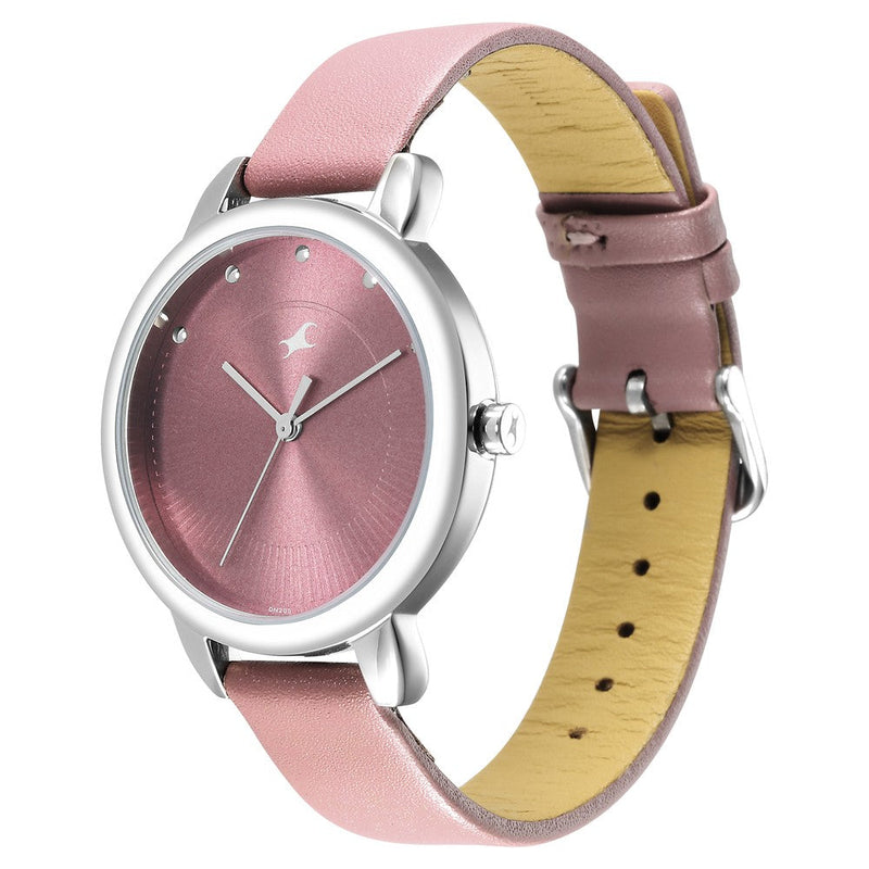 Fastrack Stunners Quartz Analog Purple Dial Leather Strap Watch for Girls