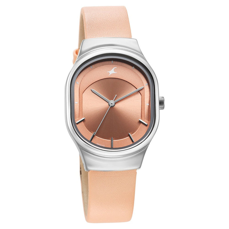 Fastrack Snob X Pink Dial Leather Strap Watch for Girls