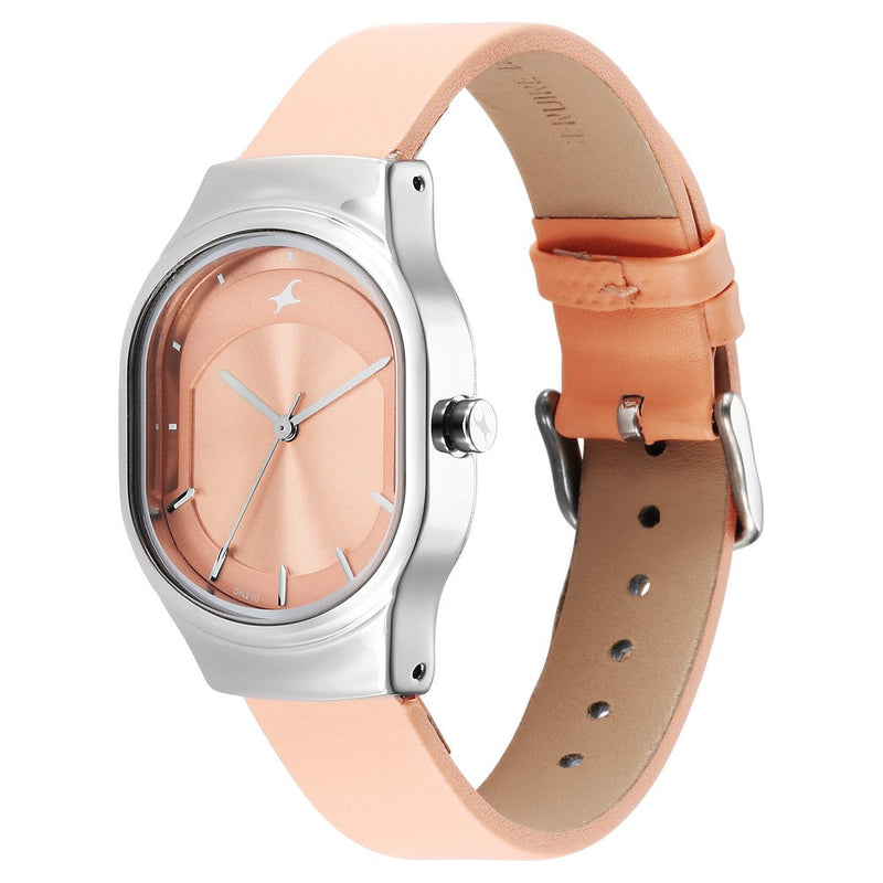 Fastrack Snob X Pink Dial Leather Strap Watch for Girls