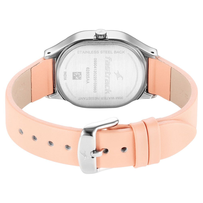 Fastrack Snob X Pink Dial Leather Strap Watch for Girls