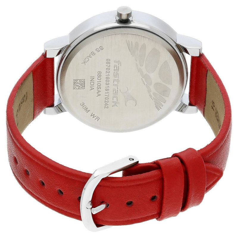 Fastrack Quartz Analog White Dial Leather Strap Watch for Girls