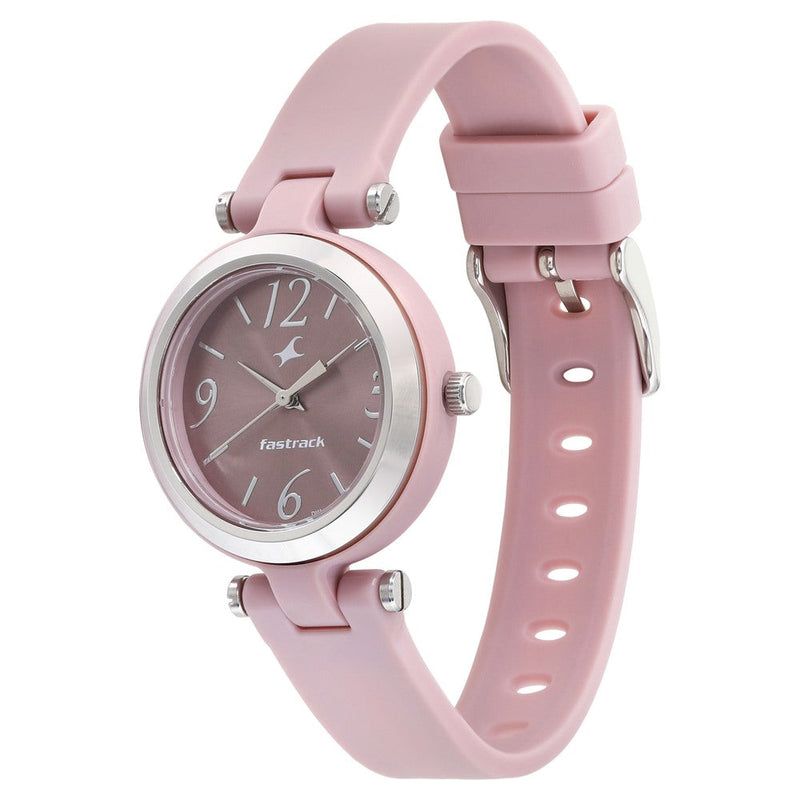 Fastrack Trendies Quartz Analog Pink Dial Silicone Strap Watch for Girls