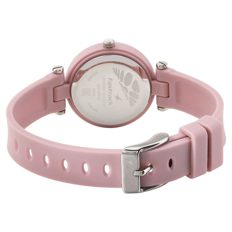 Fastrack Trendies Quartz Analog Pink Dial Silicone Strap Watch for Girls