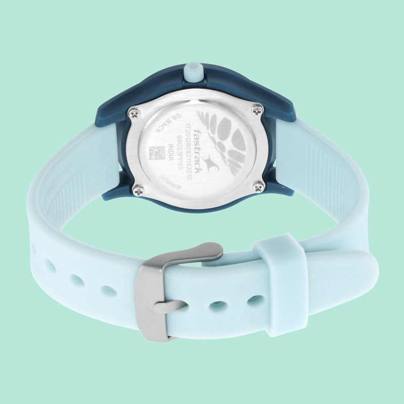 Fastrack Monochrome Quartz Analog Blue Dial Silicone Strap Watch for Girls