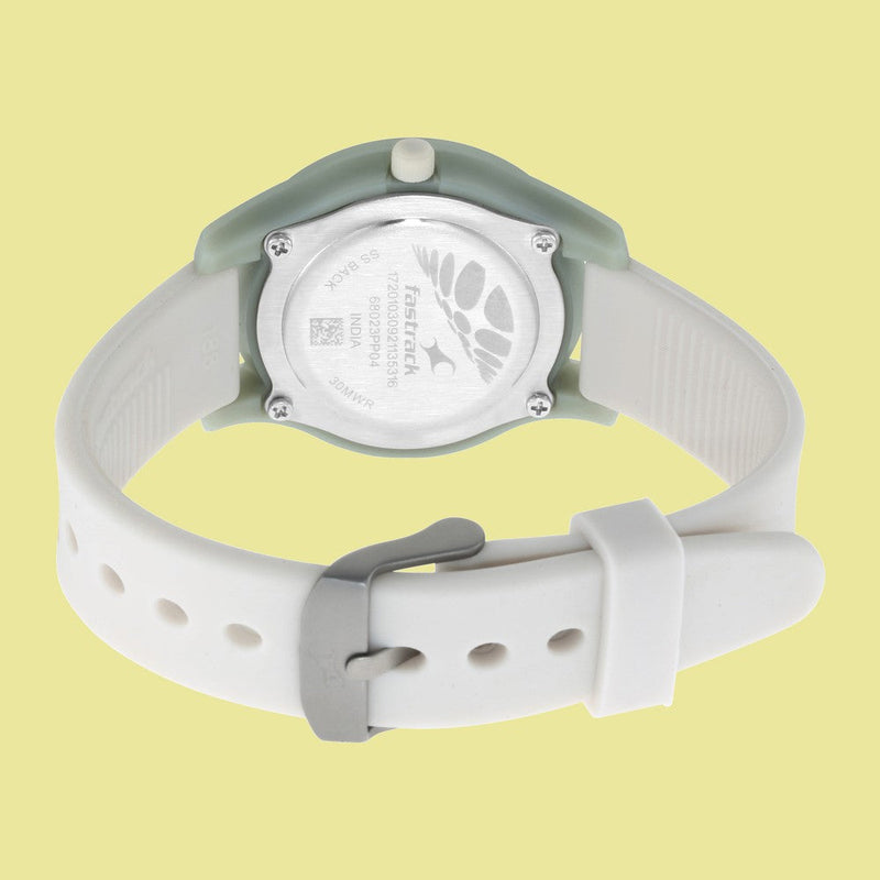 Fastrack Monochrome Quartz Analog Grey Dial Silicone Strap Watch for Girls