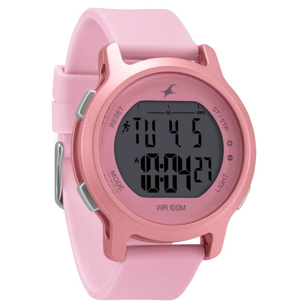 Fastrack Street Line DigitalPink Dial Silicone Strap Watch for Girls