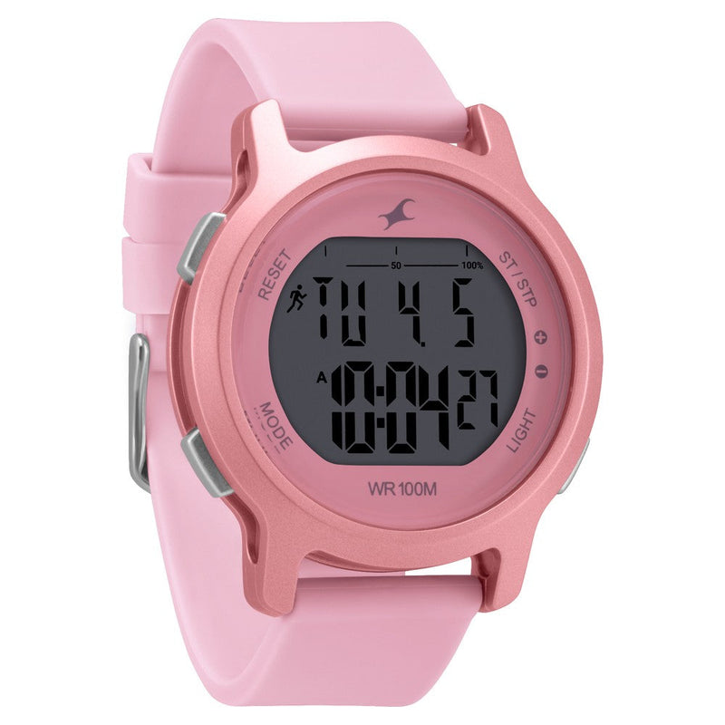 Fastrack Street Line DigitalPink Dial Silicone Strap Watch for Girls