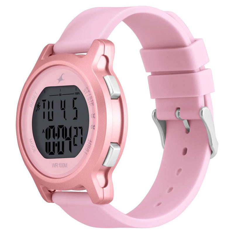 Fastrack Street Line DigitalPink Dial Silicone Strap Watch for Girls