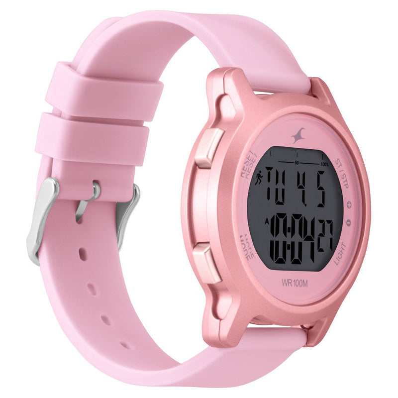 Fastrack Street Line DigitalPink Dial Silicone Strap Watch for Girls