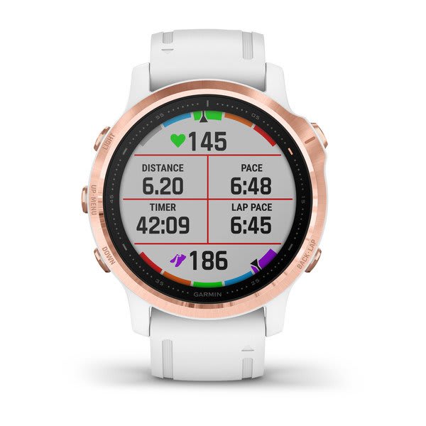 Garmin Fenix 6S Silicone White Strap Full Color Display Dial Watch - 010-02159-11