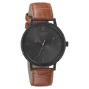 Sonata Quartz Analog with Date Black Dial Leather Strap Watch for Men
