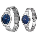 Sonata Quartz Analog with Date Blue Dial Metal Strap Watch for Couple