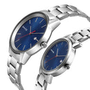 Sonata Quartz Analog with Date Blue Dial Metal Strap Watch for Couple