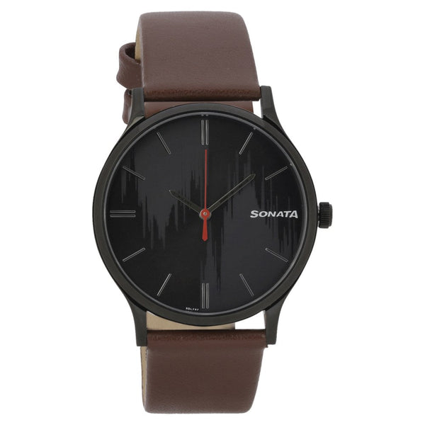 Knot Grey Dial Leather Strap Watch for Men