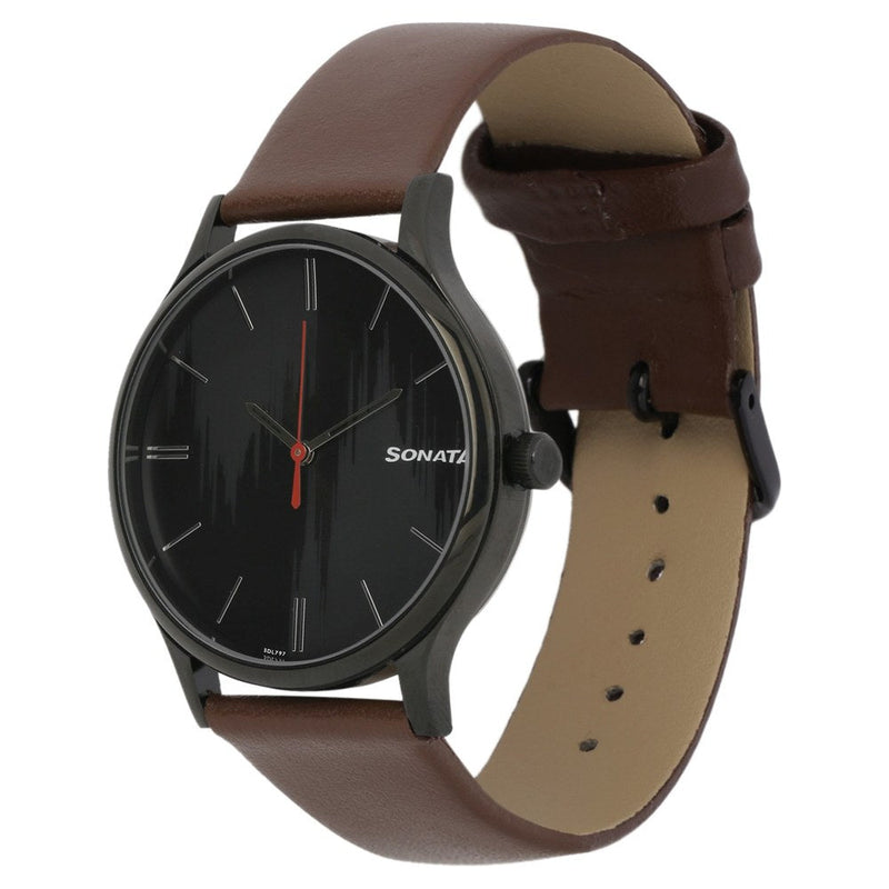 Knot Grey Dial Leather Strap Watch for Men