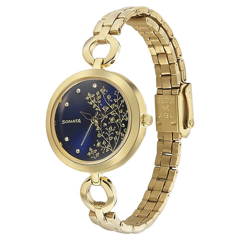 Sonata Wedding Blue Dial Women Watch With Stainless Steel Strap