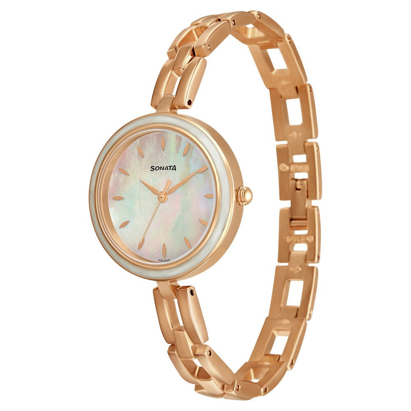 Sonata Wedding Mother of Pearl Dial Women Watch With Metal Strap