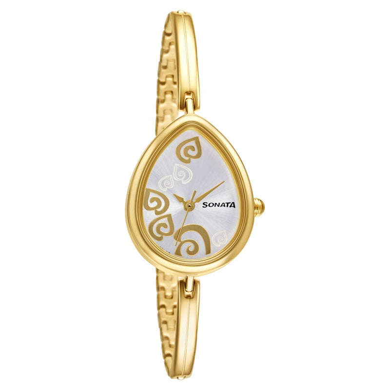 Sonata Wedding Champagne Dial Women Watch With Metal Strap