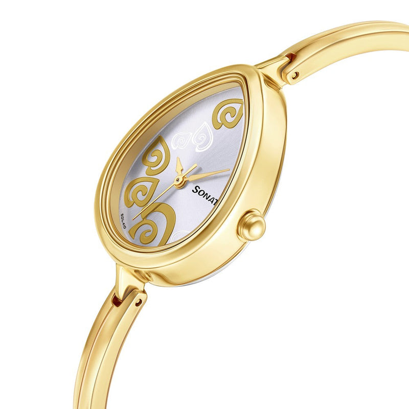 Sonata Wedding Champagne Dial Women Watch With Metal Strap