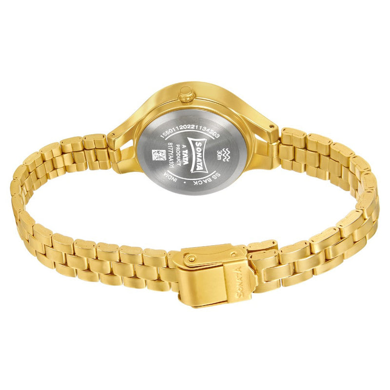 Sonata Gold Edit Champagne Dial Women Watch With Stainless Steel Strap