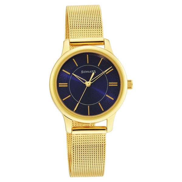 ClassicåÊGold Blue Dial Metal Strap Watch for Women