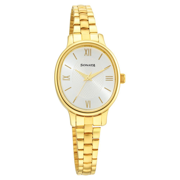 ClassicåÊGold Silver Dial Metal Strap Watch for Women