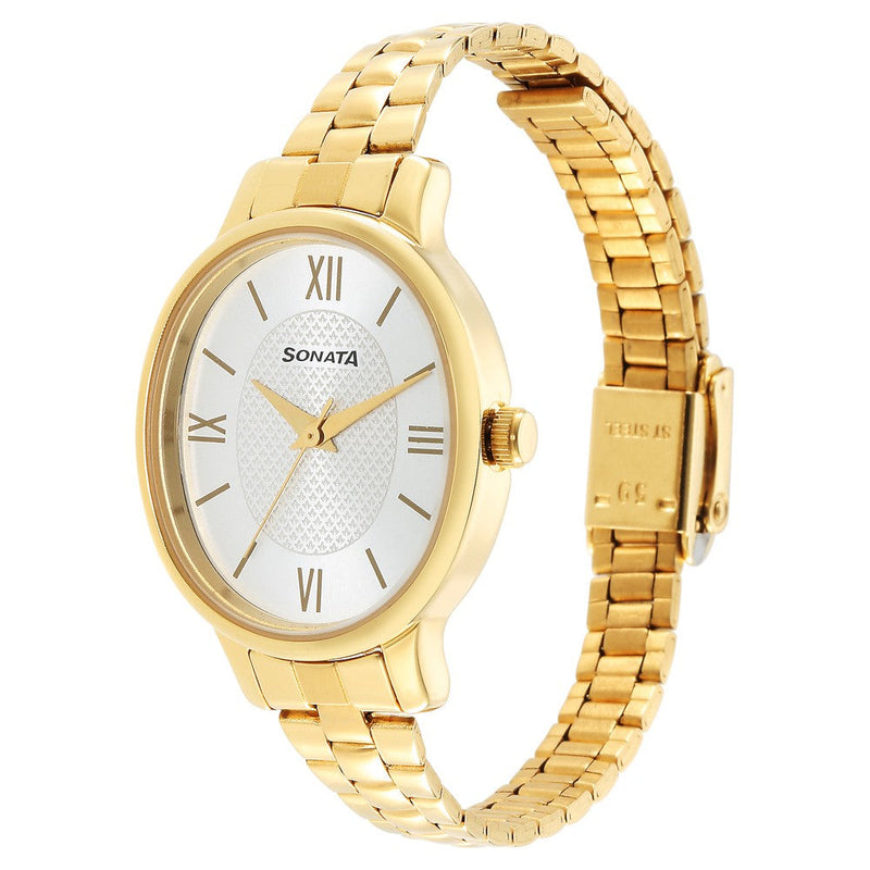 ClassicåÊGold Silver Dial Metal Strap Watch for Women