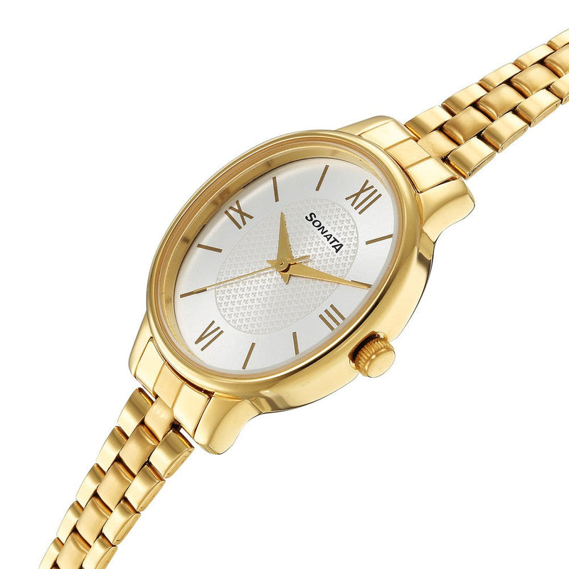 ClassicåÊGold Silver Dial Metal Strap Watch for Women