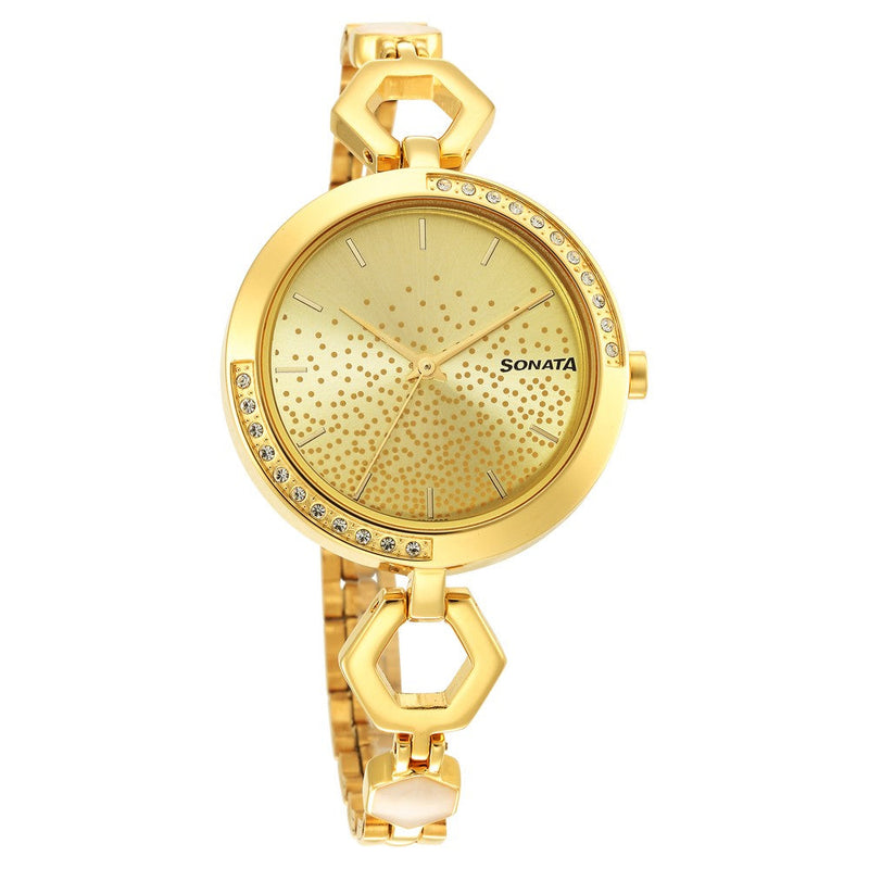 Utsav Champagne Dail Yellow Bi Metal Strap Watch for Women