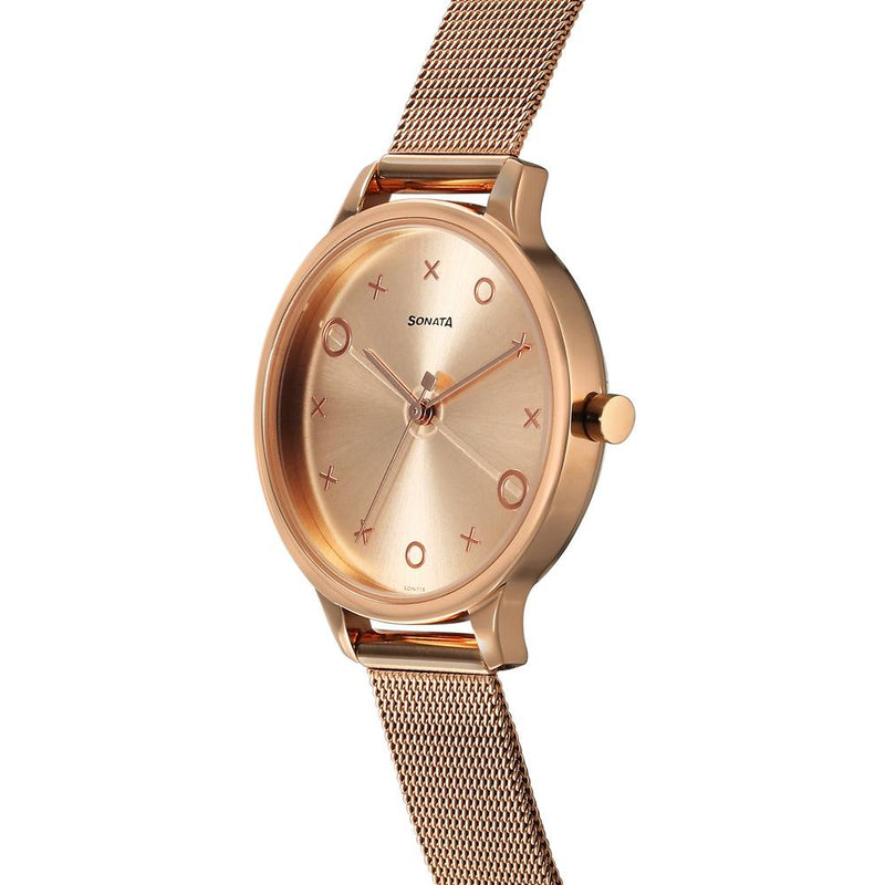 Sonata Play Rose Gold Dial Watch for Women