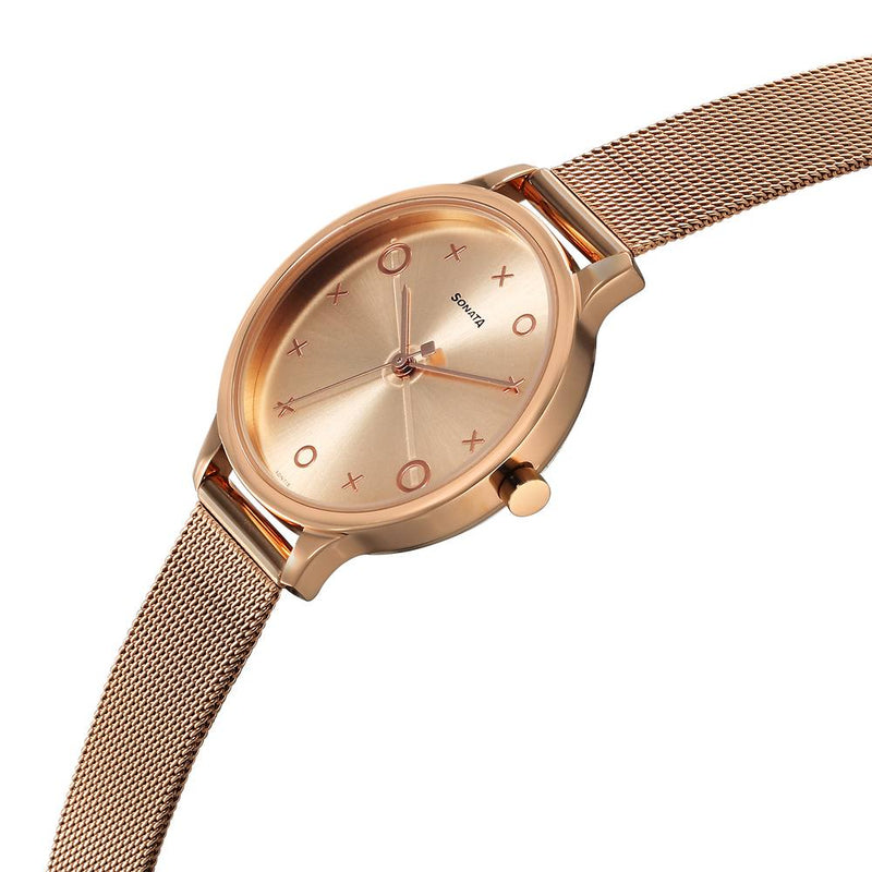 Sonata Play Rose Gold Dial Watch for Women