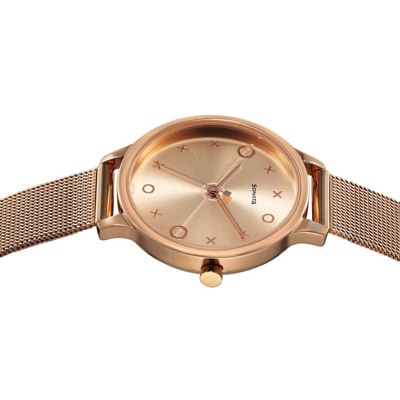 Sonata Play Rose Gold Dial Watch for Women