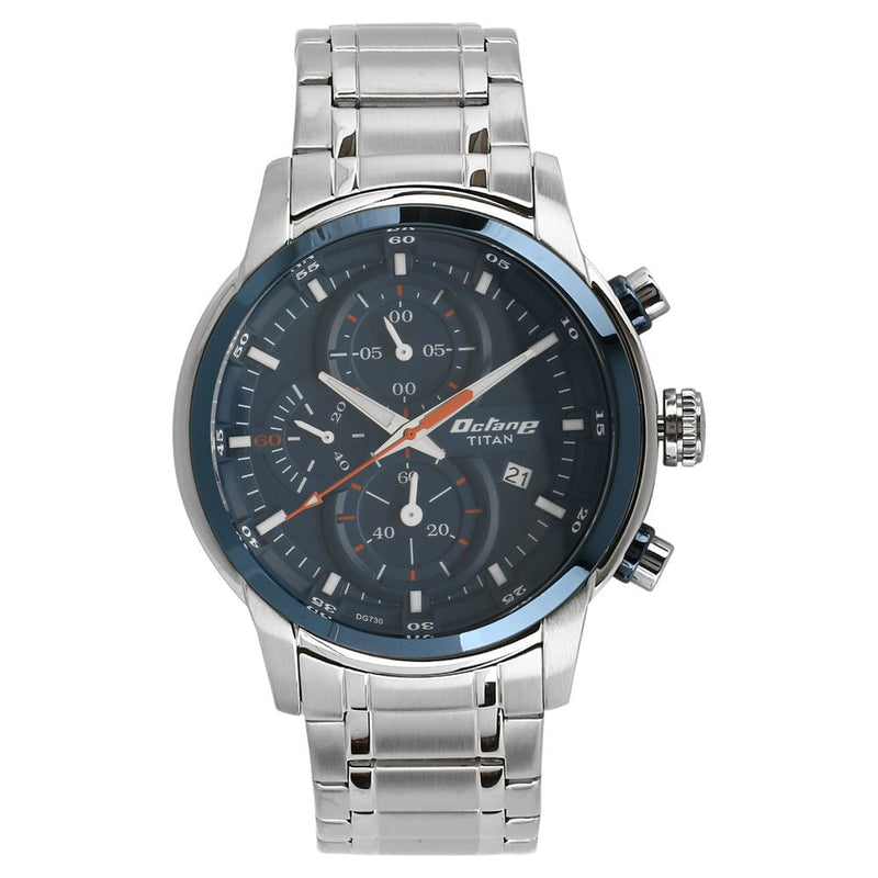 Titan Quartz Chronograph Blue Dial Stainless Steel Strap Watch for Men