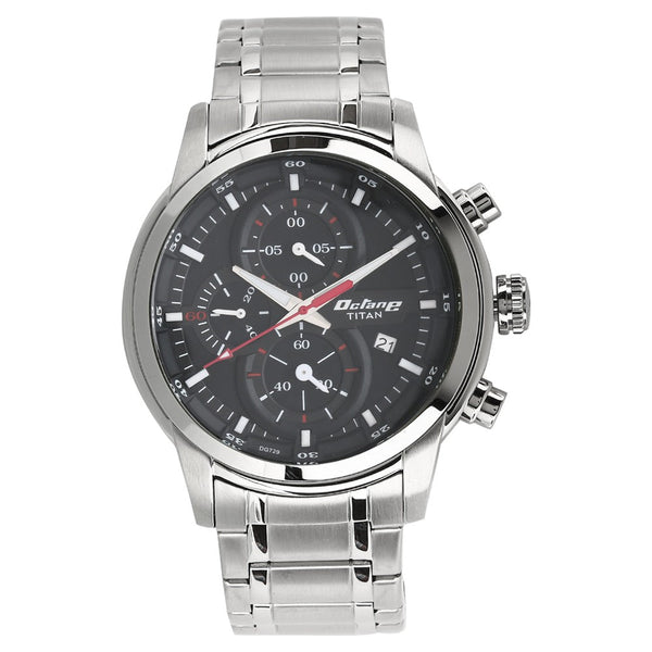 Titan Octane Chrono Black Dial Stainless Steel Strap watch for Men