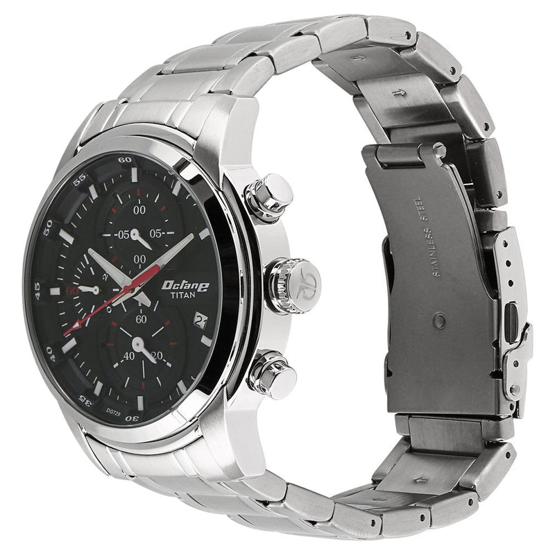 Titan Octane Chrono Black Dial Stainless Steel Strap watch for Men